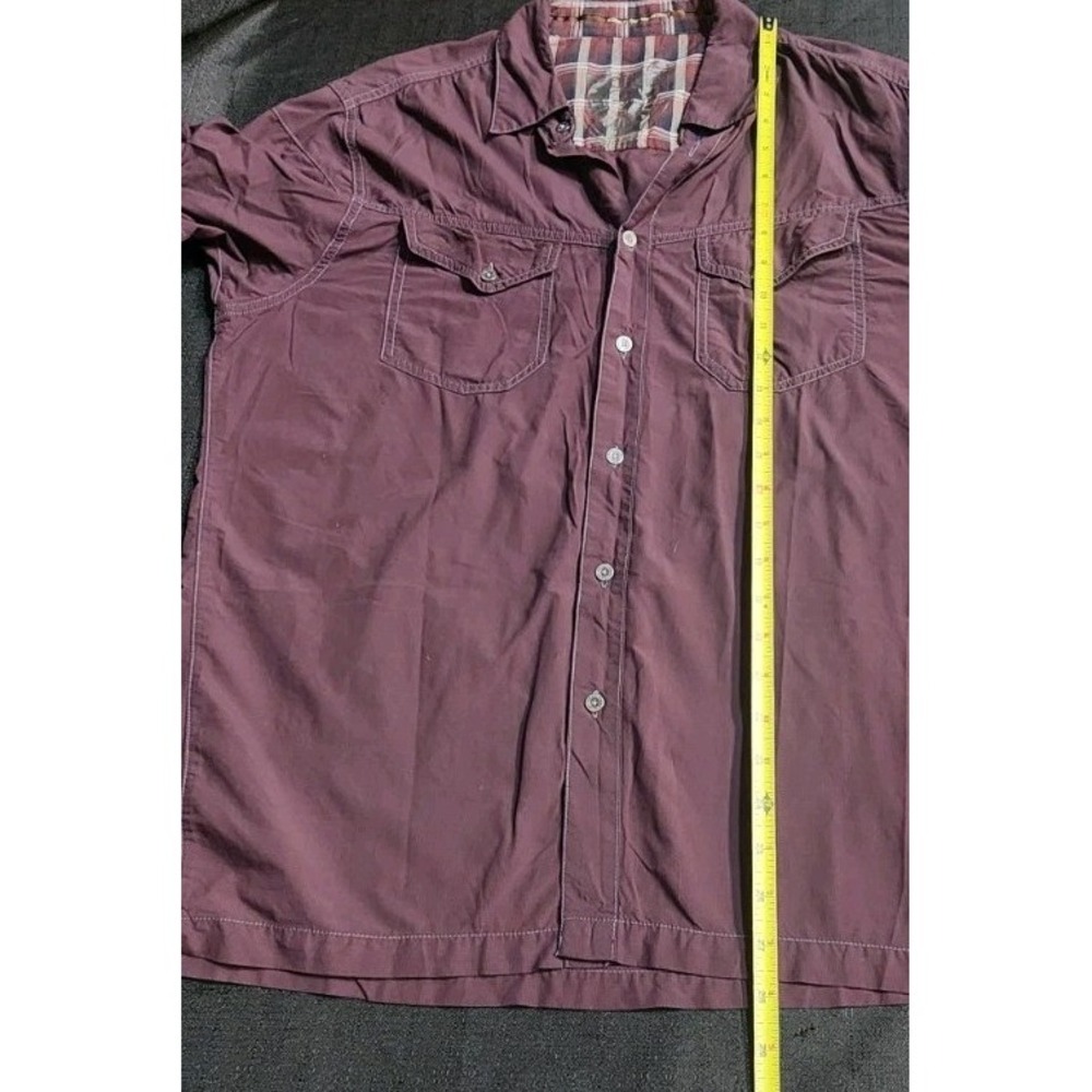 Kuhl Men's Short Sleeve Born In The Mountains Shirt Sz L Red Maroon Outdoor Hike - Picture 9 of 11